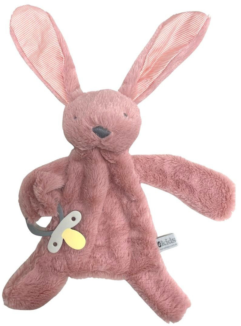 ES Kids Bunny Comforter with Dummy Holder - Blush Stripe (30cm)