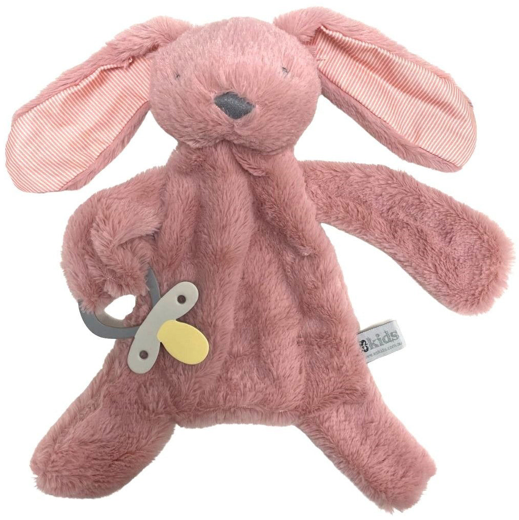 ES Kids Bunny Comforter with Dummy Holder - Blush Stripe (30cm)