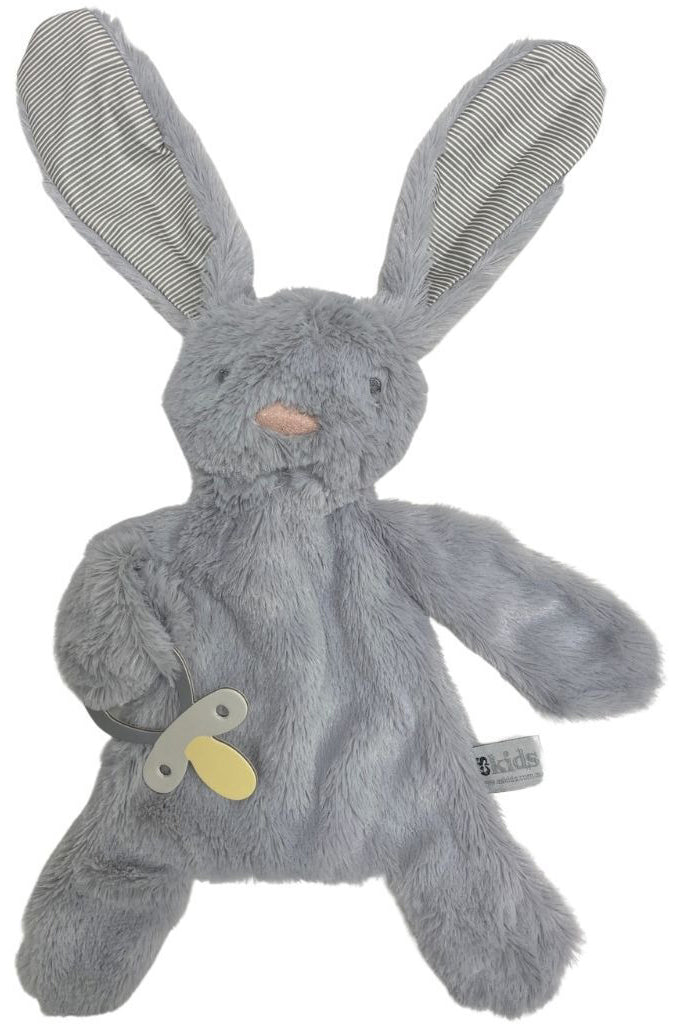ES Kids Bunny Comforter with Dummy Holder - Storm Stripe (30cm)