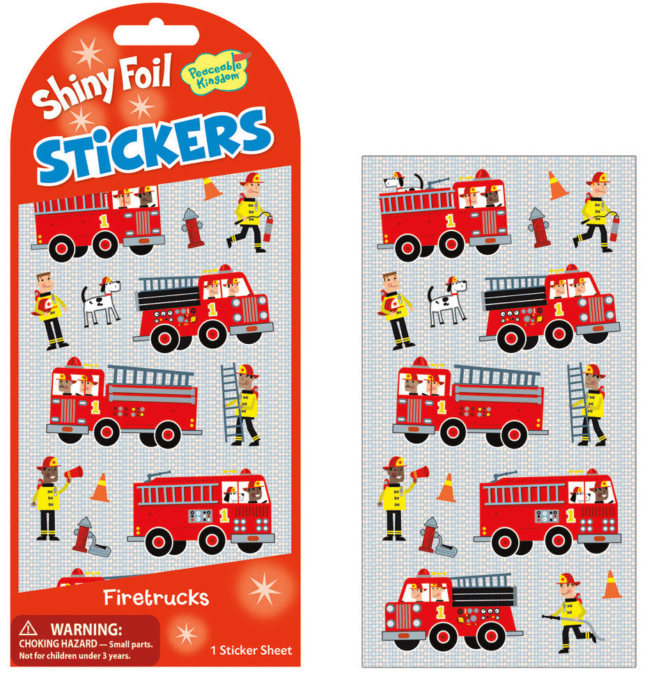 Firetrucks Shiny Foil Stickers