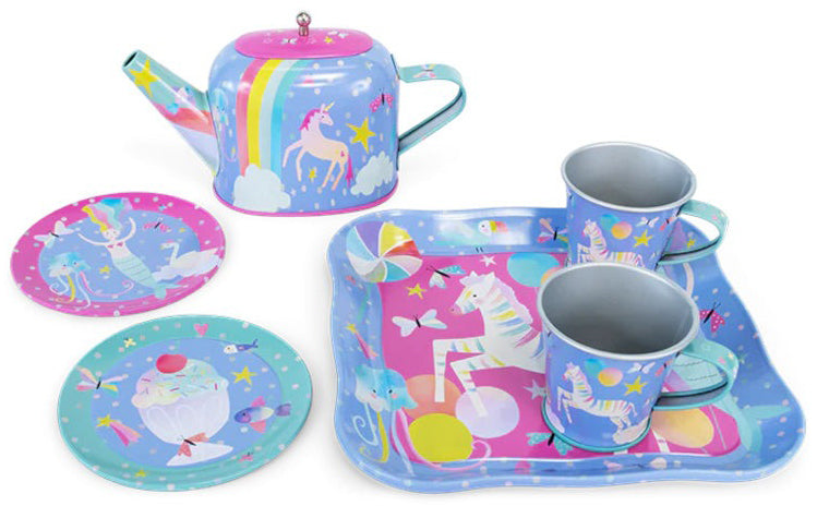Floss & Rock 7pce Vintage Tin Tea Set - Fantasy