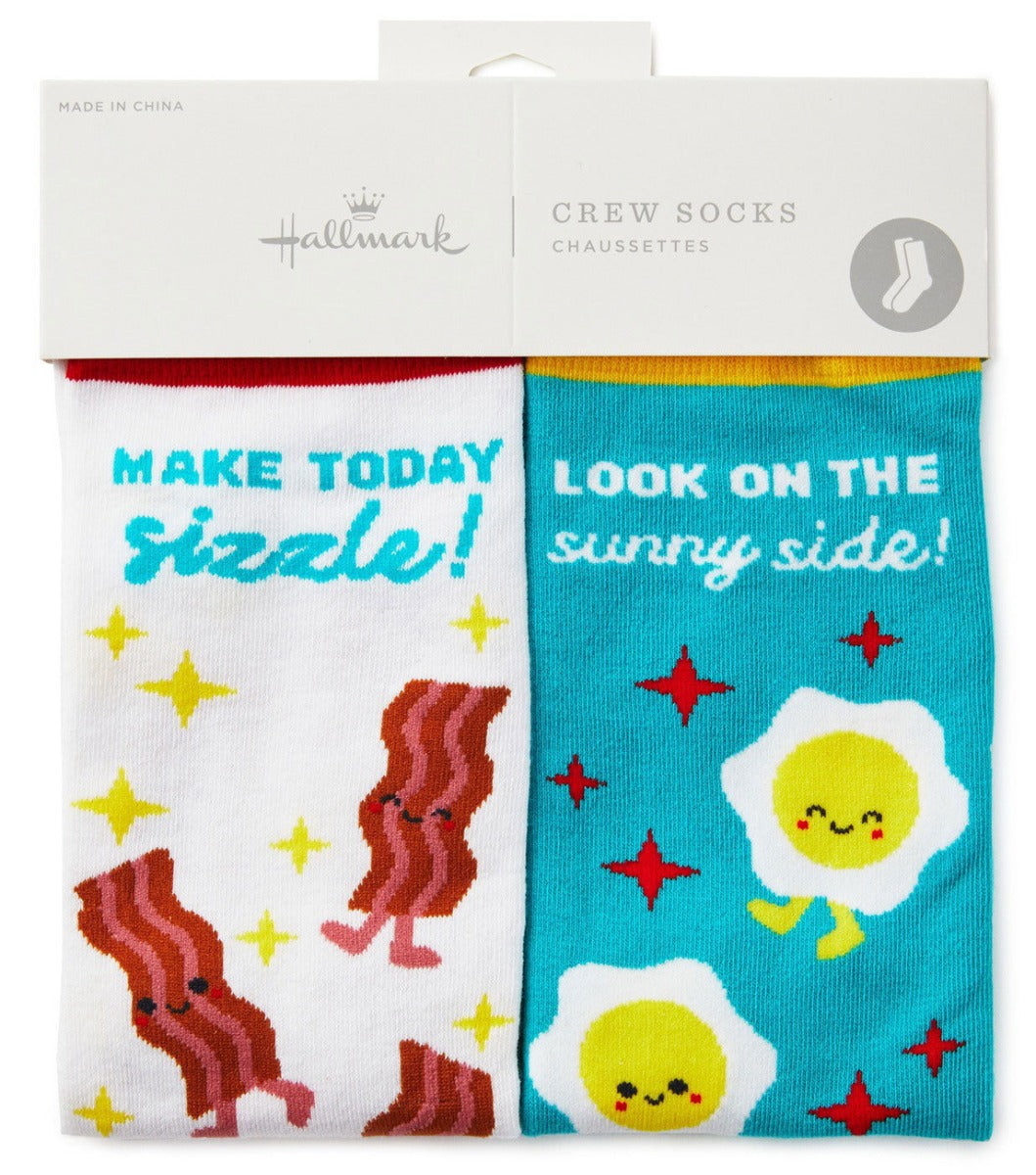 Hallmark Better Together Funny Crew Socks - Bacon & Eggs
