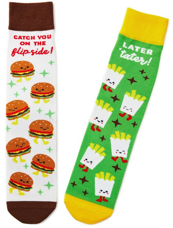 Hallmark Better Together Funny Crew Socks - Burger & Fries