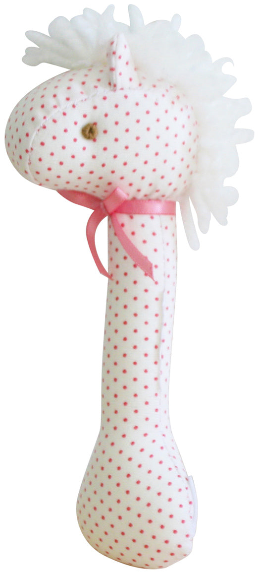 Alimrose Horse Stick Rattle - Spotty Pink