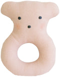 Alimrose Linen Bear Ring Rattle - Pink