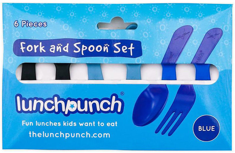 Lunch Punch Fork & Spoon Set - Blue (6 pack)