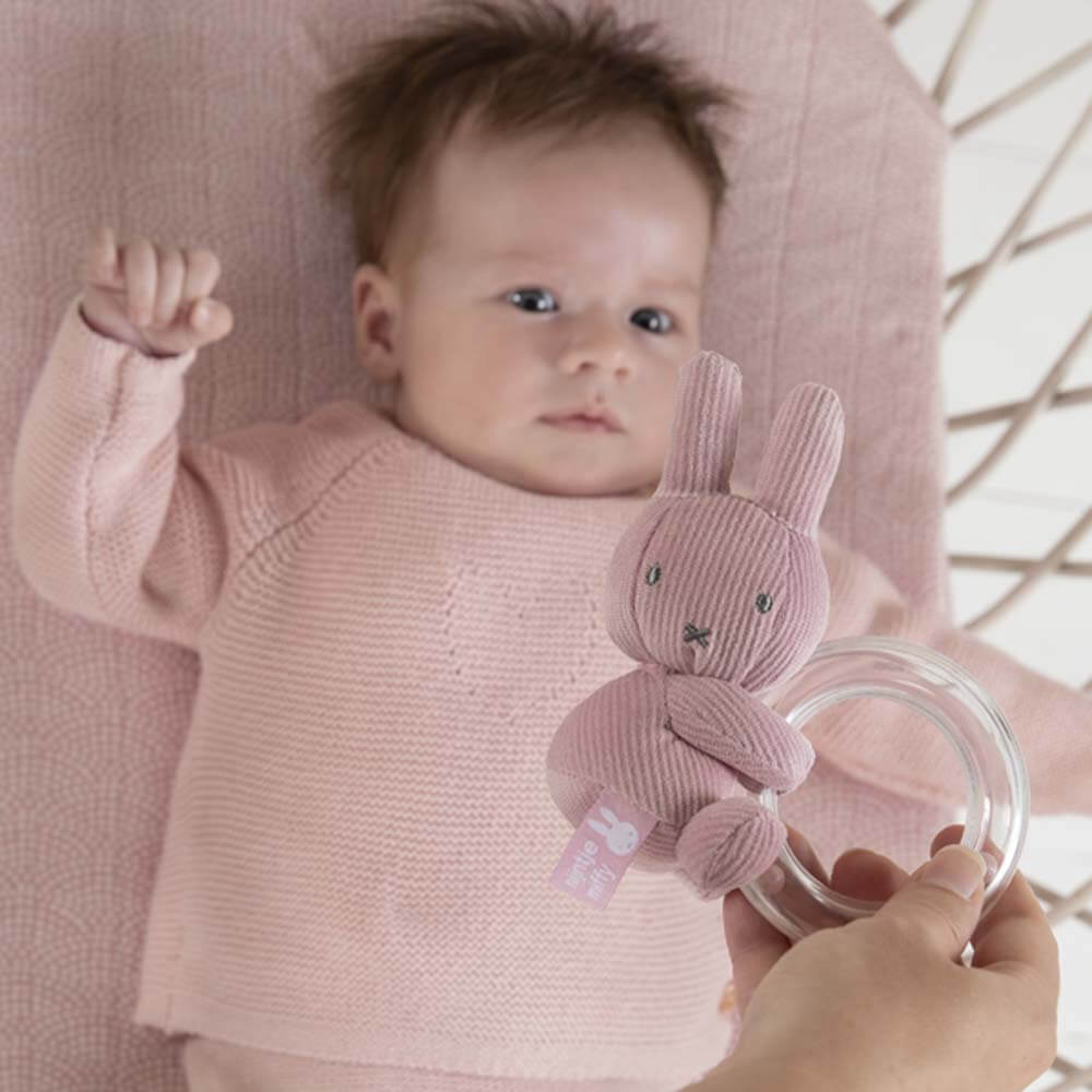 Miffy Plush Ring Rattle - Pink Corduroy