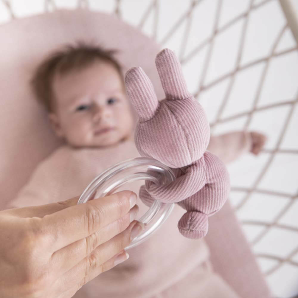 Miffy Plush Ring Rattle - Pink Corduroy