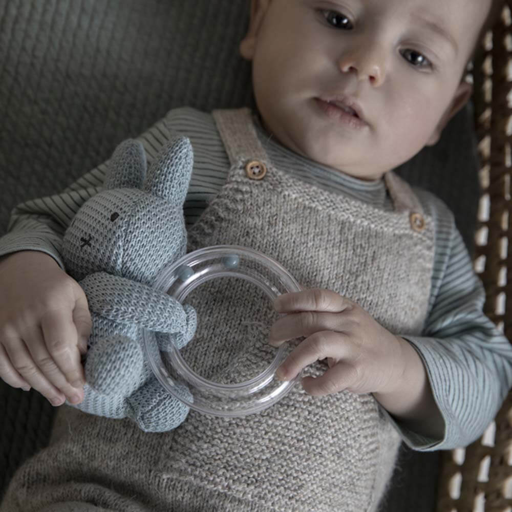 Miffy Plush Ring Rattle - Green Knit