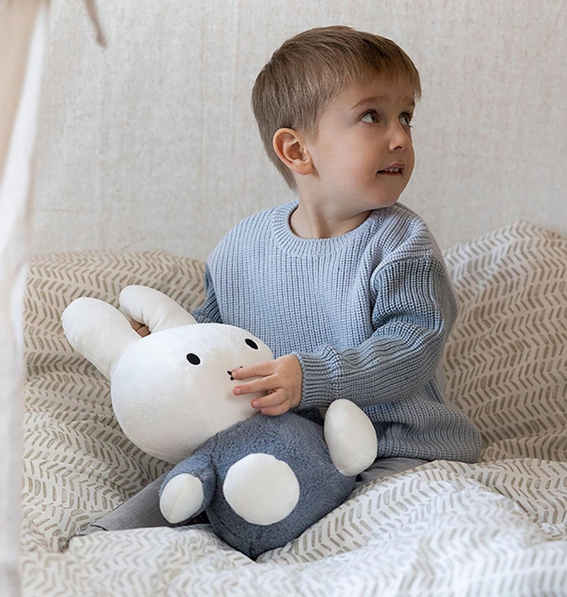 Miffy Plush Fluffy Cuddle Rattle Toy Large - Blue (35cm)