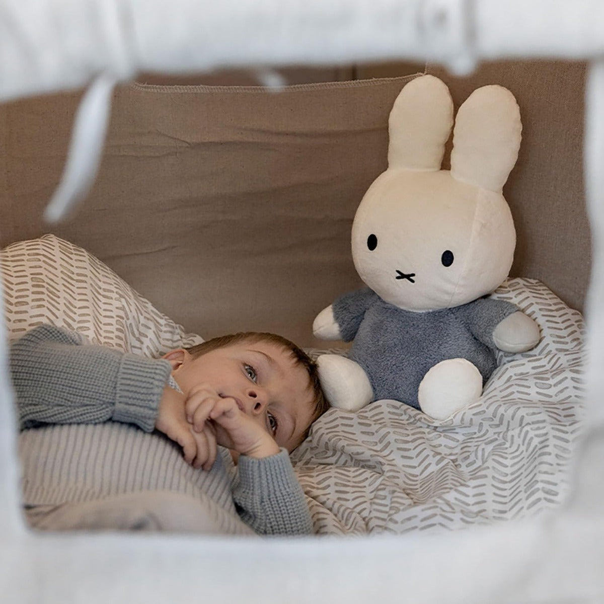 Miffy Plush Fluffy Cuddle Rattle Toy Large - Blue (35cm)