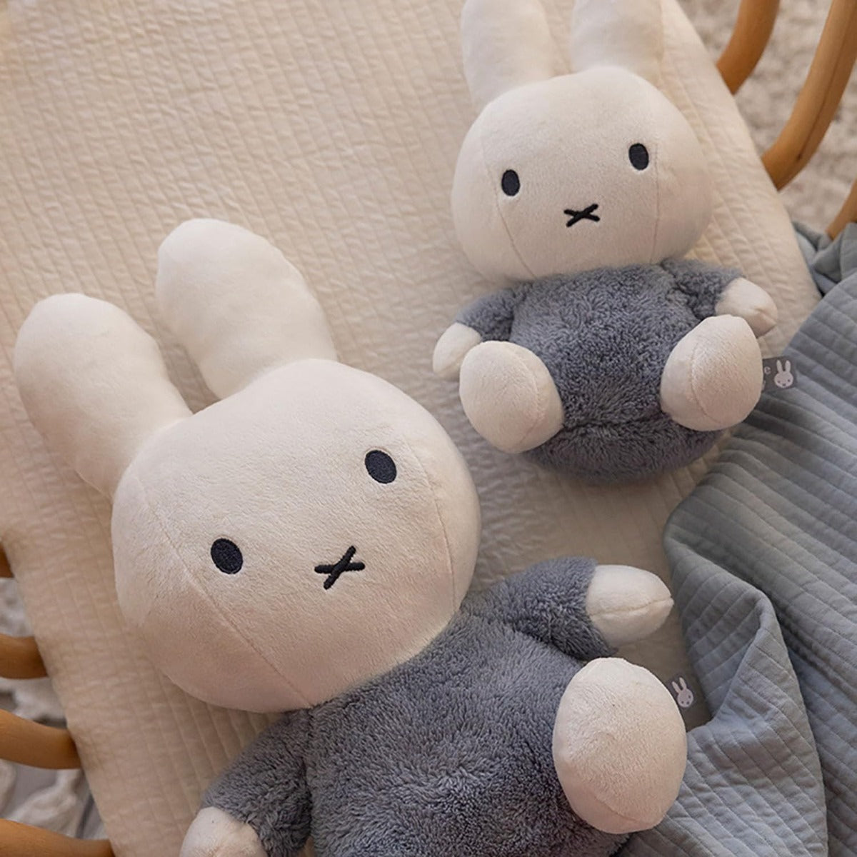 Miffy Plush Fluffy Cuddle Rattle Toy Medium - Blue (25cm)