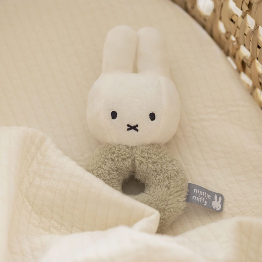 Miffy Plush Fluffy Ring Grab Rattle - Green