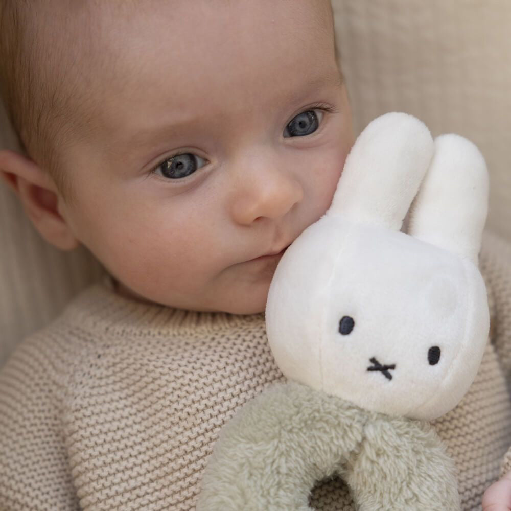 Miffy Plush Fluffy Ring Grab Rattle - Green