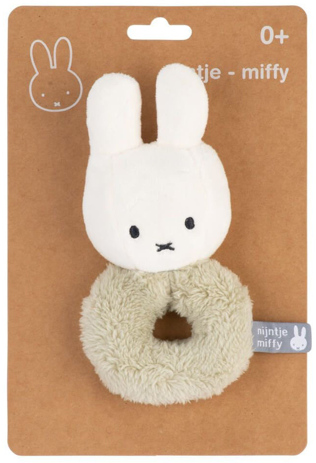 Miffy Plush Fluffy Ring Grab Rattle - Green