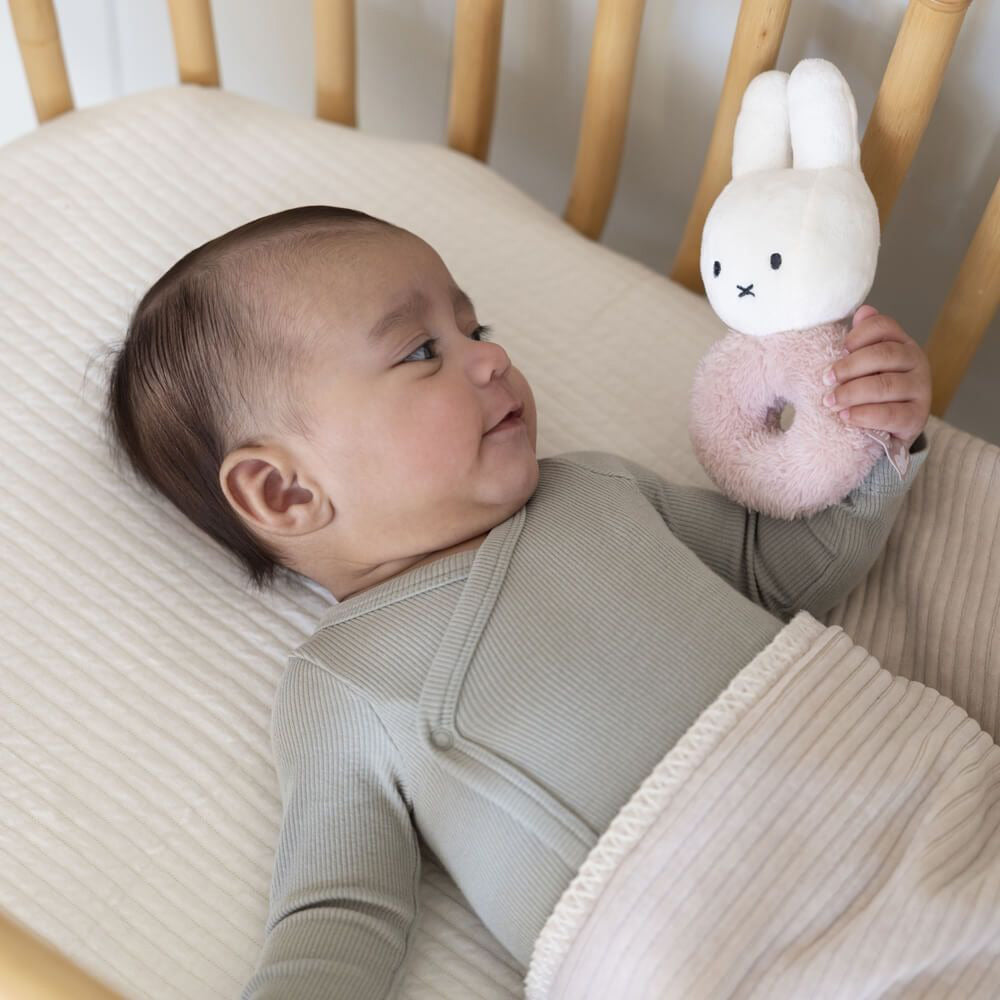 Miffy Plush Fluffy Ring Grab Rattle - Pink