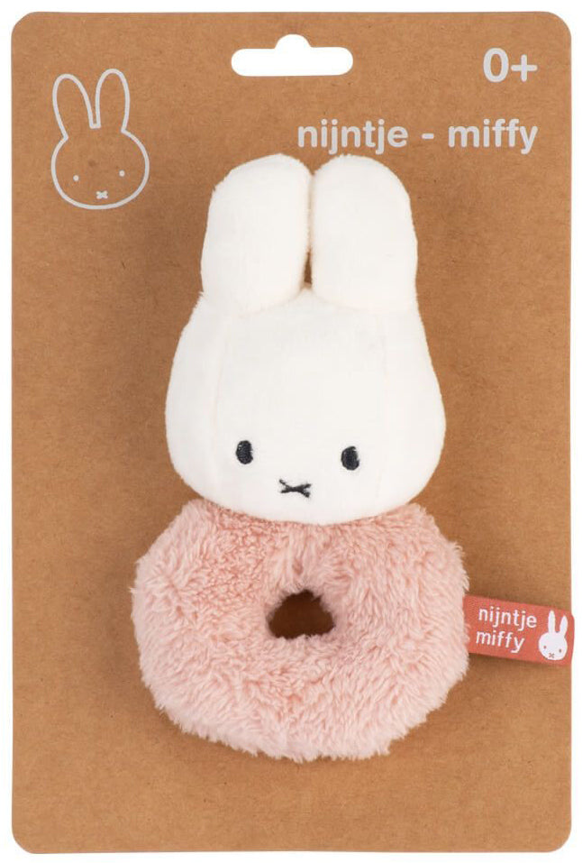 Miffy Plush Fluffy Ring Grab Rattle - Pink