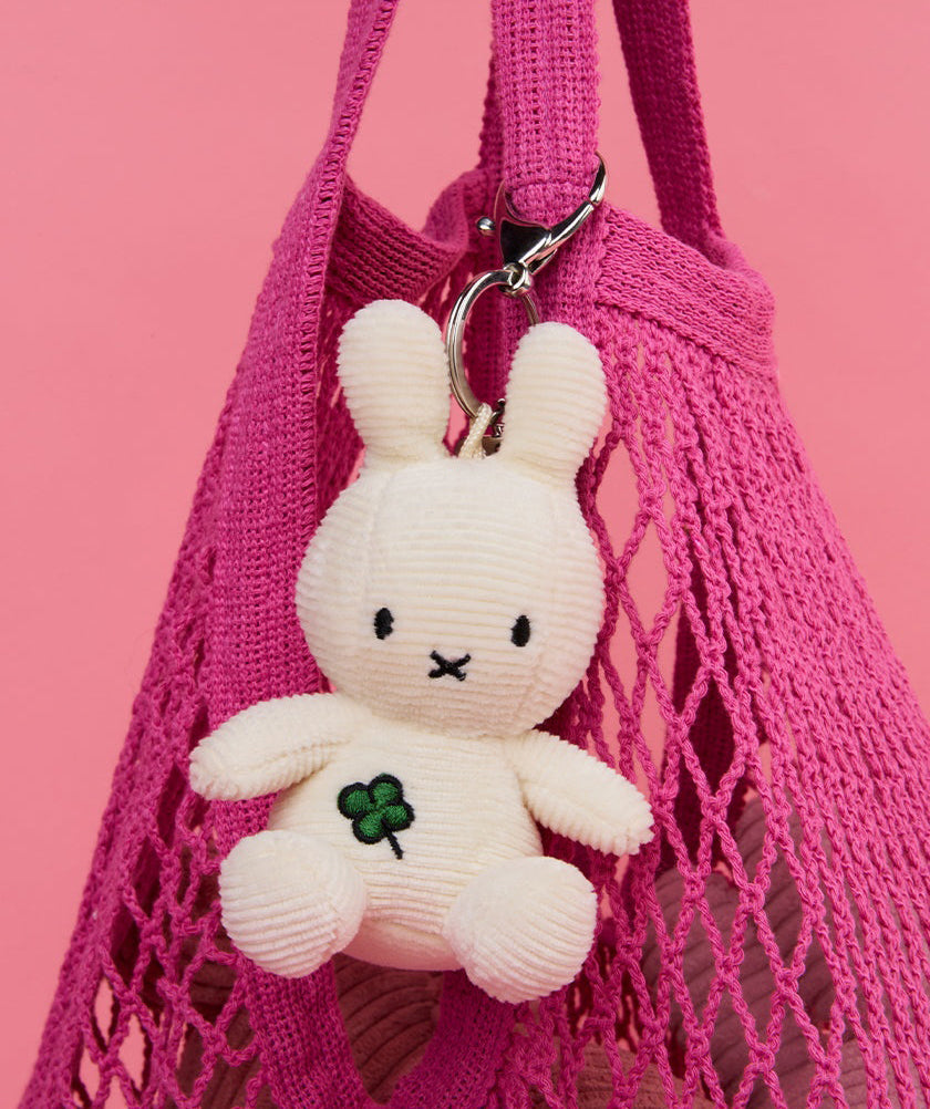 Miffy Plush Four Leaf Clover Keychain - Offwhite