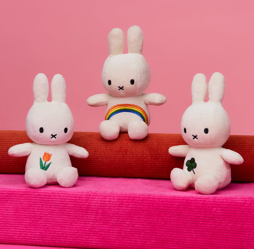 Miffy Plush Sitting Corduroy Rainbow - Off White (18cm)