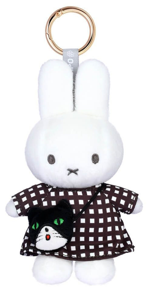 Miffy Black Checkered Dress with Cat Bag Keyring Bag Charm (14cm)