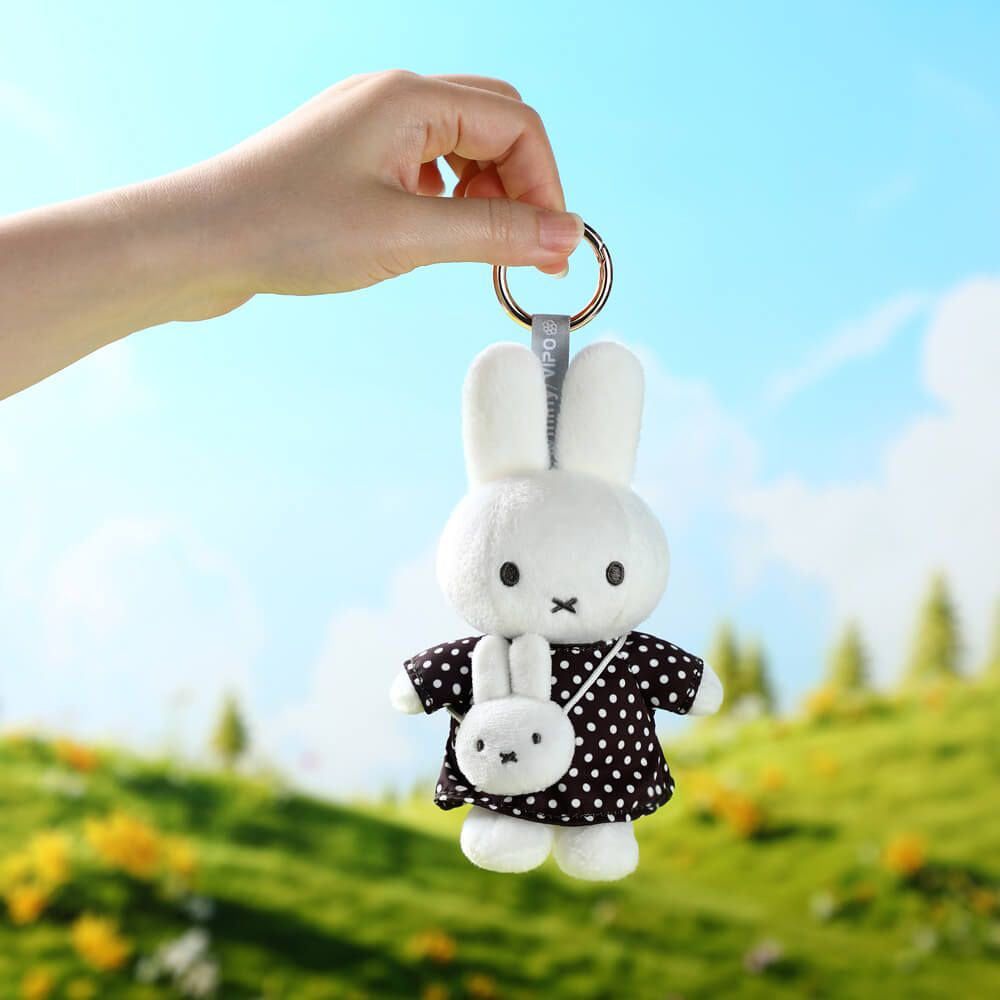 Miffy Black Dot Dress with Miffy Bag Keyring Bag Charm (14cm)