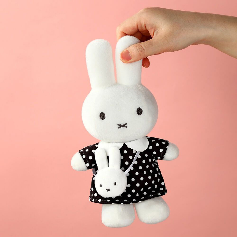 Miffy Plush with Polka Dot Dress & Miffy Bag - Black (23cm)