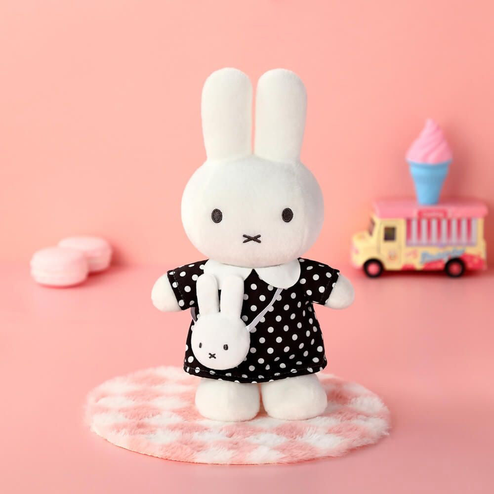 Miffy Plush with Polka Dot Dress & Miffy Bag - Black (23cm)