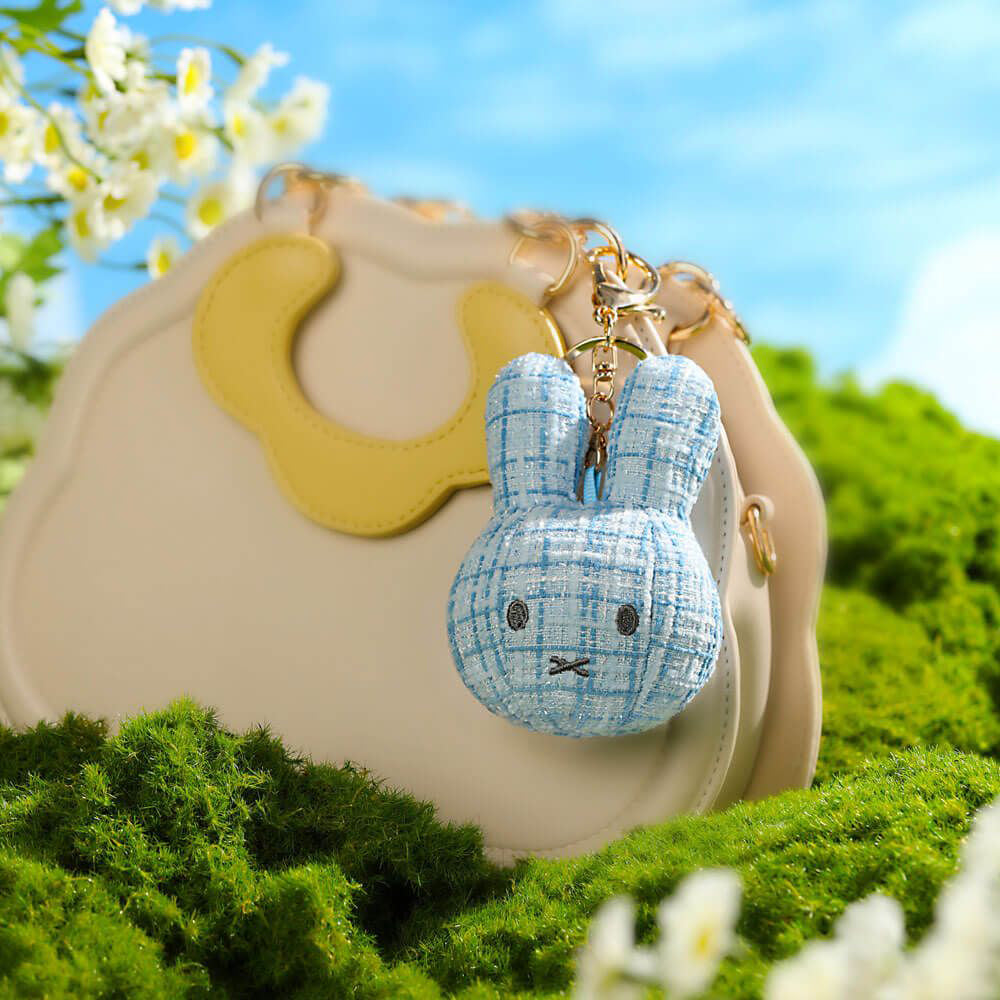 Miffy Plush Boucle-Style Keyring Bag Charm - Blue (10cm)