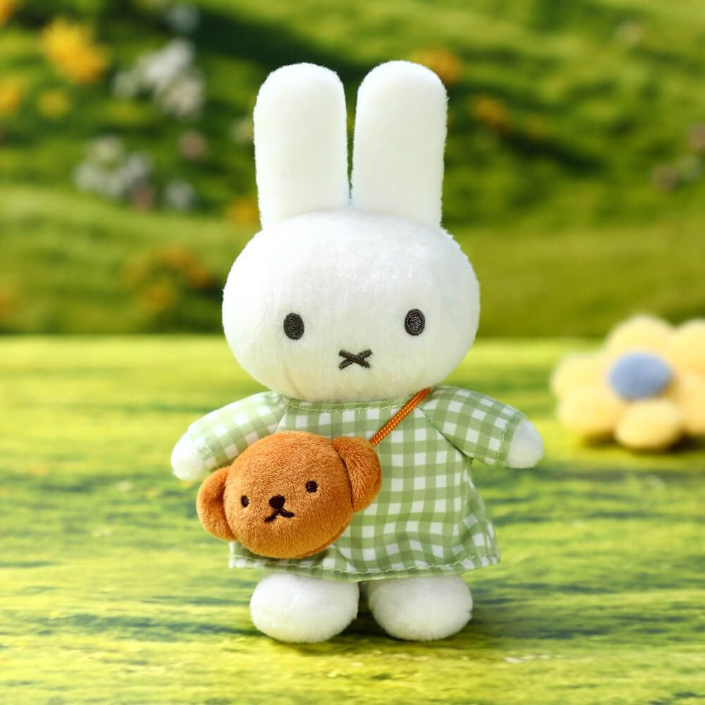 Miffy Green Checkered Dress with Boris Bag Keyring Bag Charm (14cm)