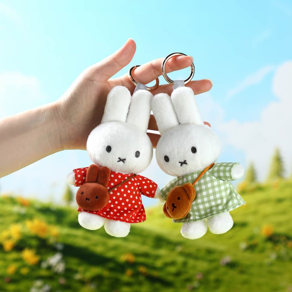 Miffy Green Checkered Dress with Boris Bag Keyring Bag Charm (14cm)