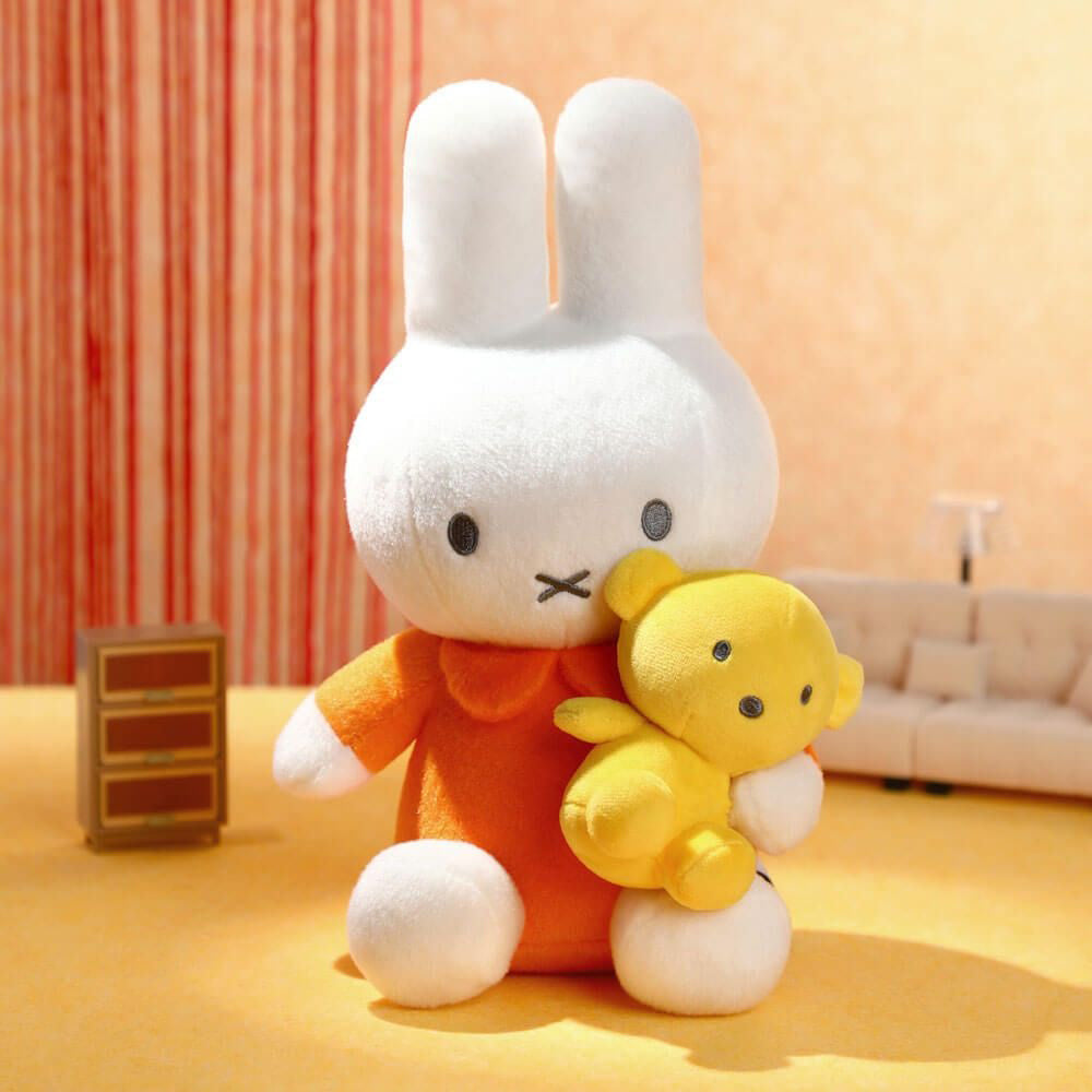 Miffy Plush with Teddy Bear - Orange & Yellow (26cm)