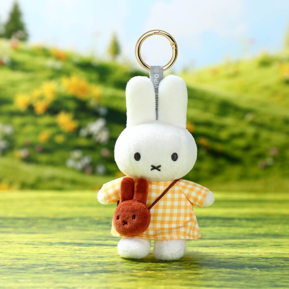 Miffy Yellow Checkered Dress with Melanie Bag Keyring Bag Charm (14cm)