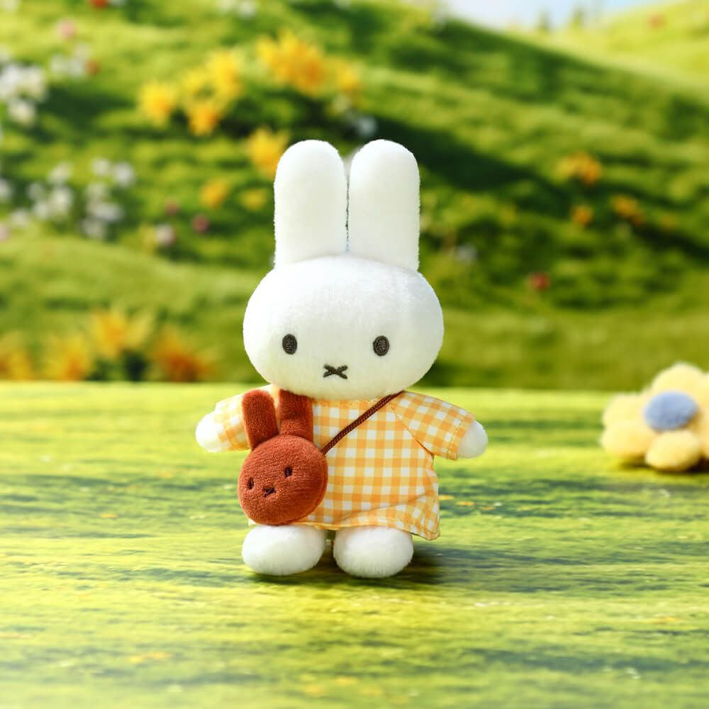 Miffy Yellow Checkered Dress with Melanie Bag Keyring Bag Charm (14cm)