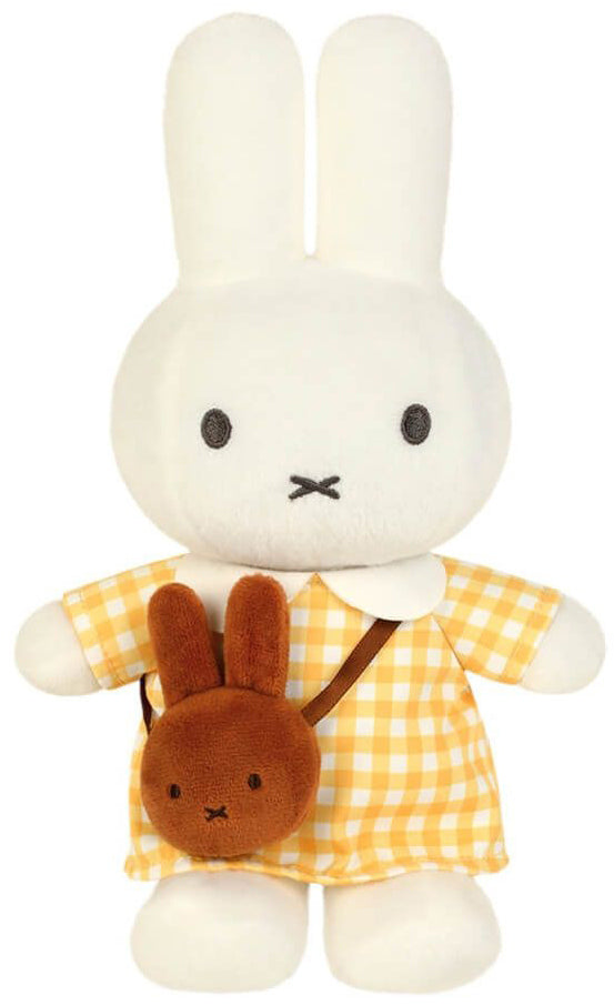 Miffy Plush with Checkered Dress & Melanie Bag - Yellow (23cm)