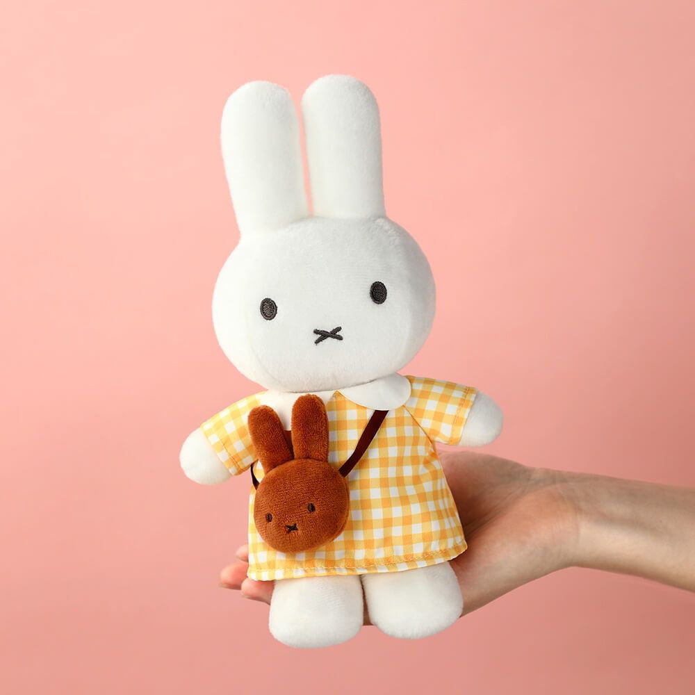 Miffy Plush with Checkered Dress & Melanie Bag - Yellow (23cm)