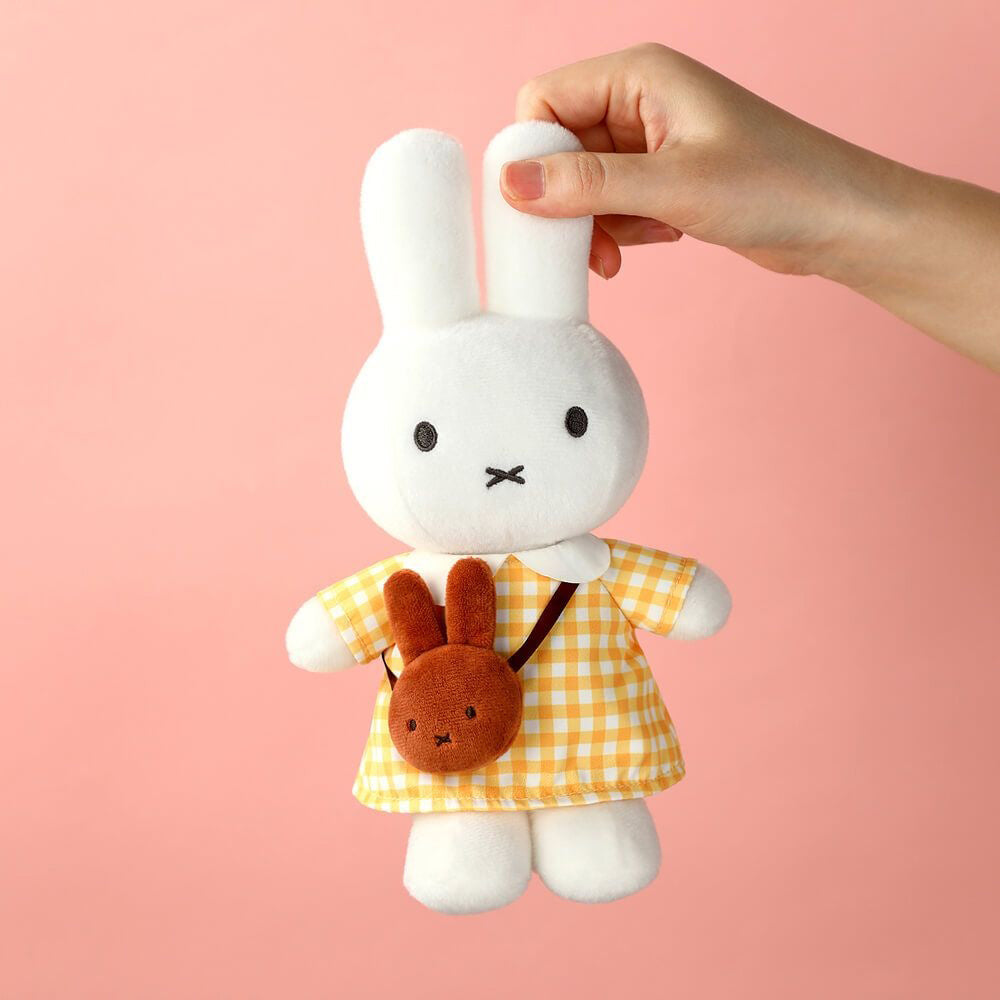 Miffy Plush with Checkered Dress & Melanie Bag - Yellow (23cm)