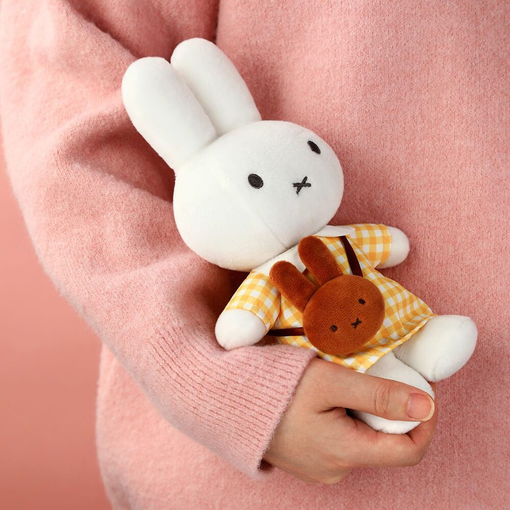 Miffy Plush with Checkered Dress & Melanie Bag - Yellow (23cm)