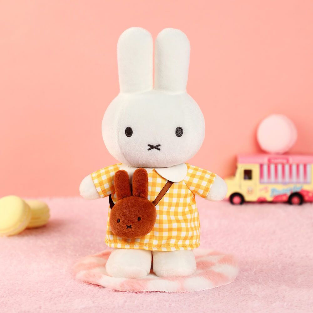 Miffy Plush with Checkered Dress & Melanie Bag - Yellow (23cm)