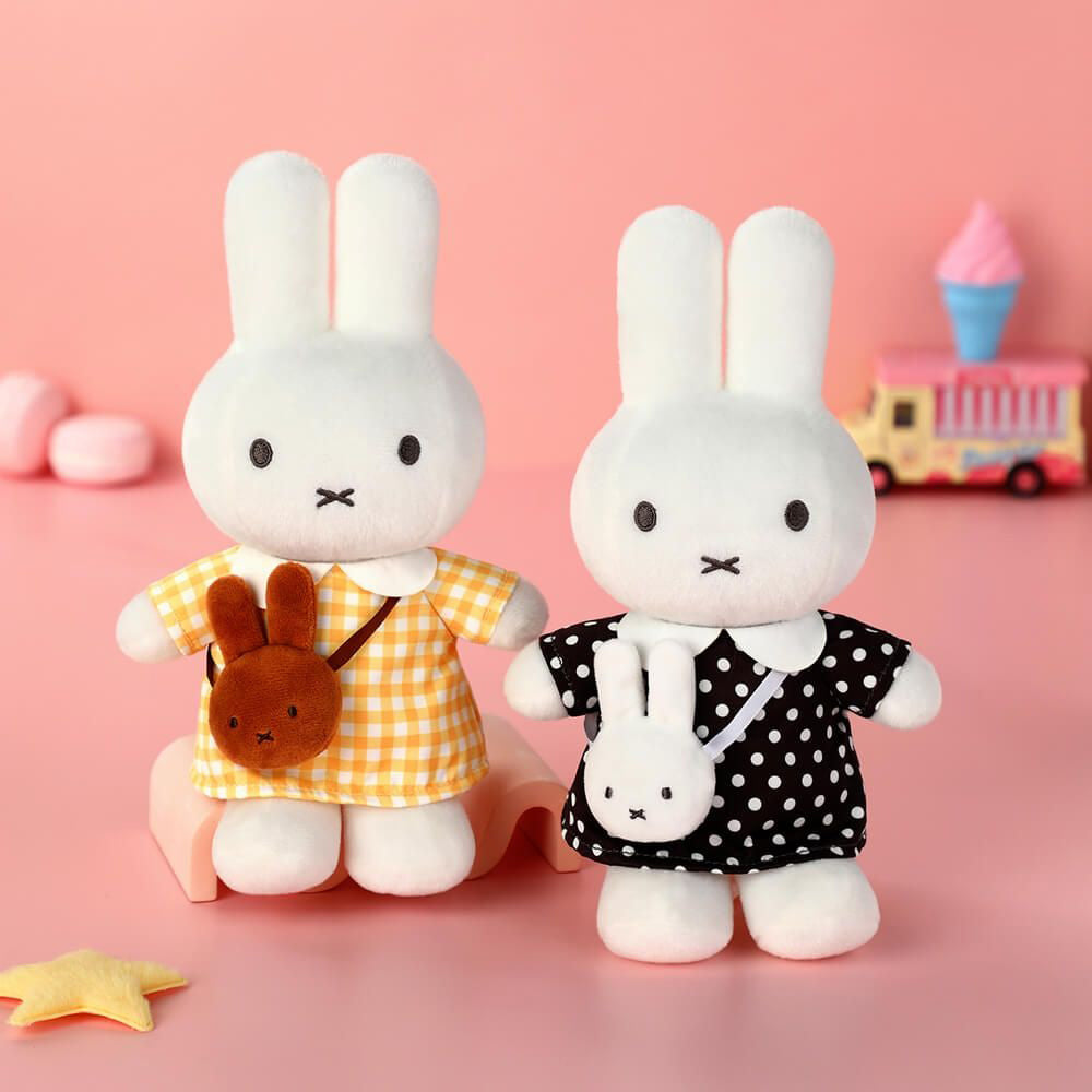 Miffy Plush with Polka Dot Dress & Miffy Bag - Black (23cm)