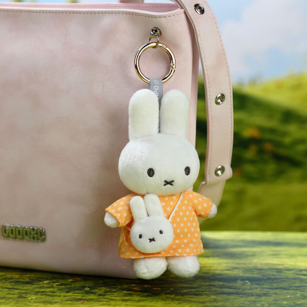 Miffy Yellow Dot Dress with Miffy Bag Keyring Bag Charm (14cm)