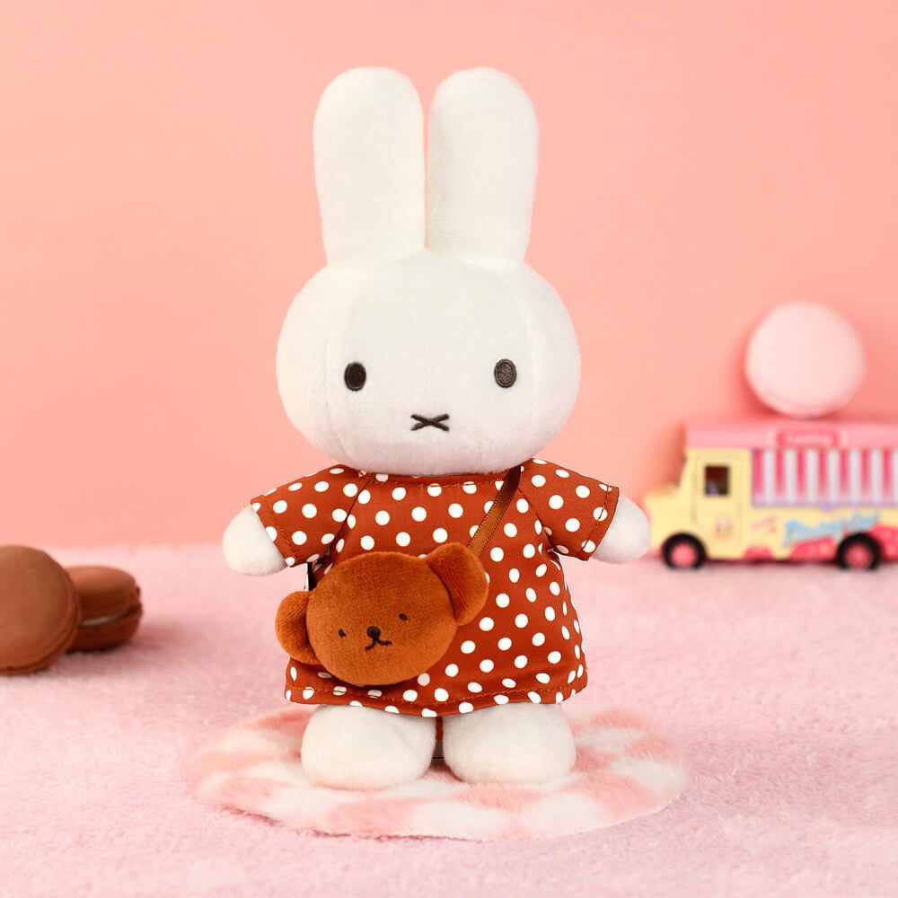 Miffy Plush with Polka Dot Dress & Boris Bag - Brown (23cm)