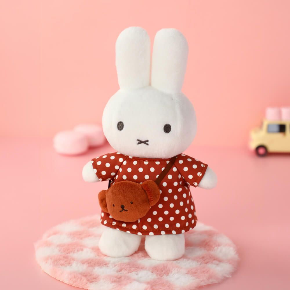 Miffy Plush with Polka Dot Dress & Boris Bag - Brown (23cm)