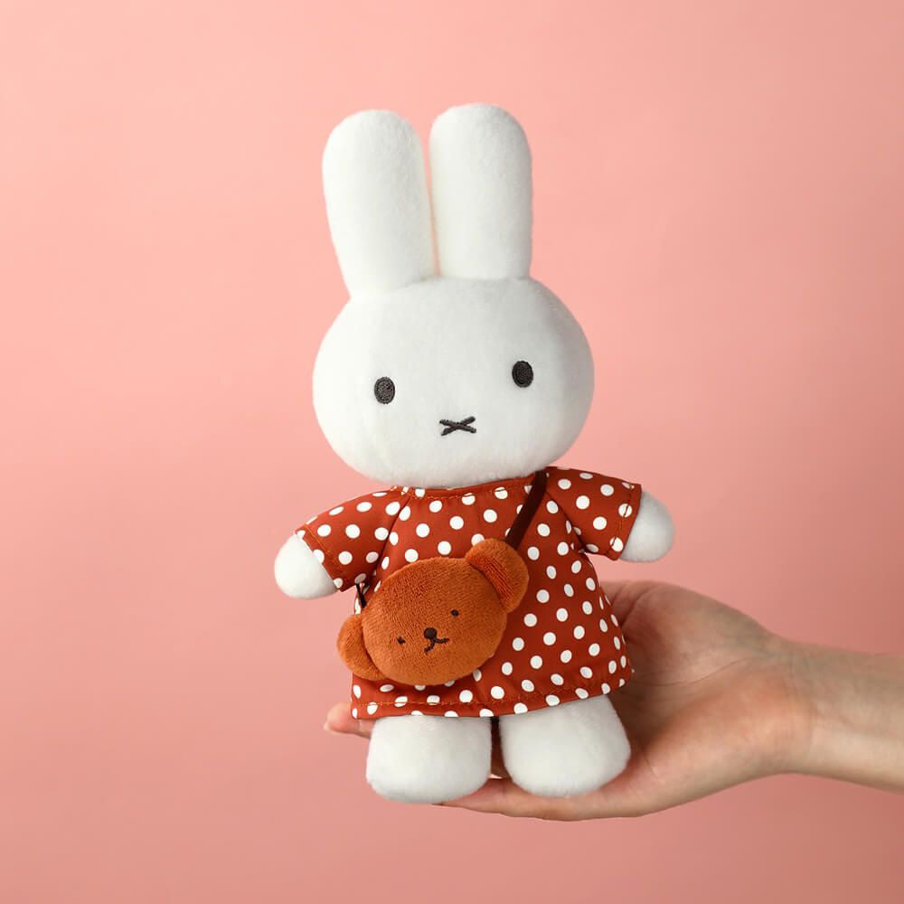 Miffy Plush with Polka Dot Dress & Boris Bag - Brown (23cm)