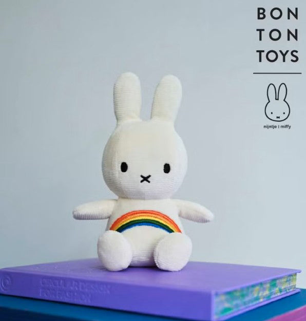 Miffy Plush Sitting Corduroy Rainbow - Off White (18cm)
