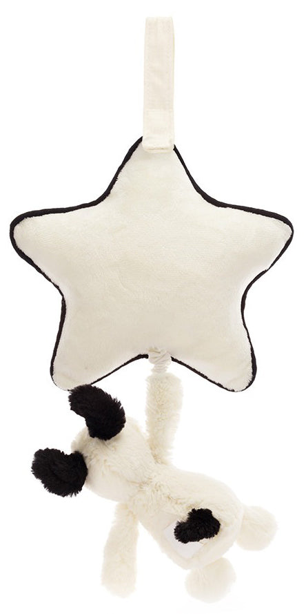 Jellycat Bashful Black & Cream Puppy Musical Pull