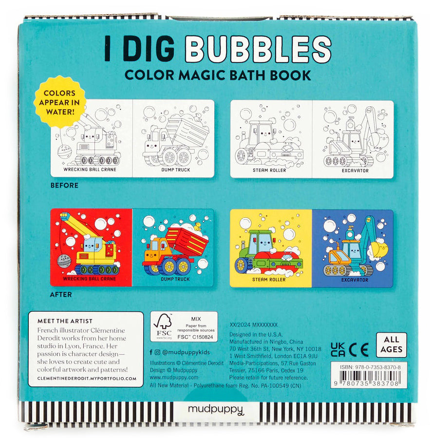 Mudpuppy Colour Magic Bath Book - I Dig Bubbles