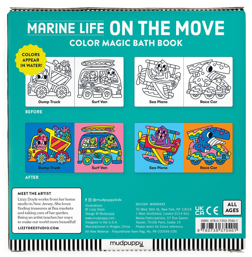 Mudpuppy Colour Magic Bath Book - Marine Life on the Move