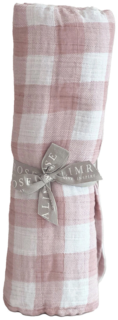 Alimrose Muslin Cotton Swaddle - Rose Check