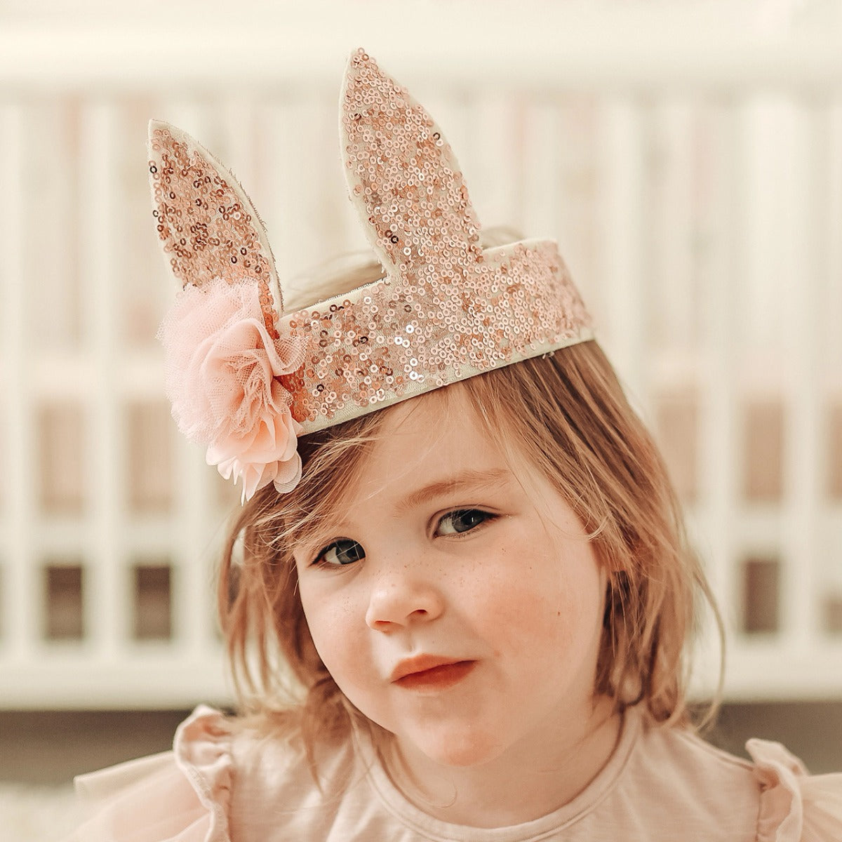 Alimrose Sequin Bunny Crown - Rose Gold