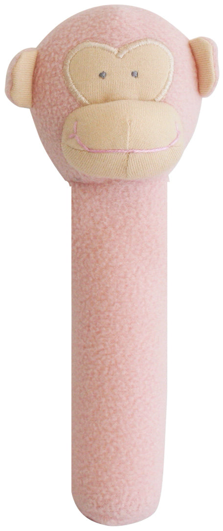 Alimrose Fleece Monkey Hand Squeaker - Pink